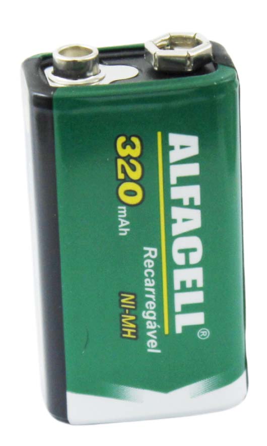 BATERIA RECARREGÁVEL NI-MH 9V 320 MAH (ATÉ 1000 RECARGAS)