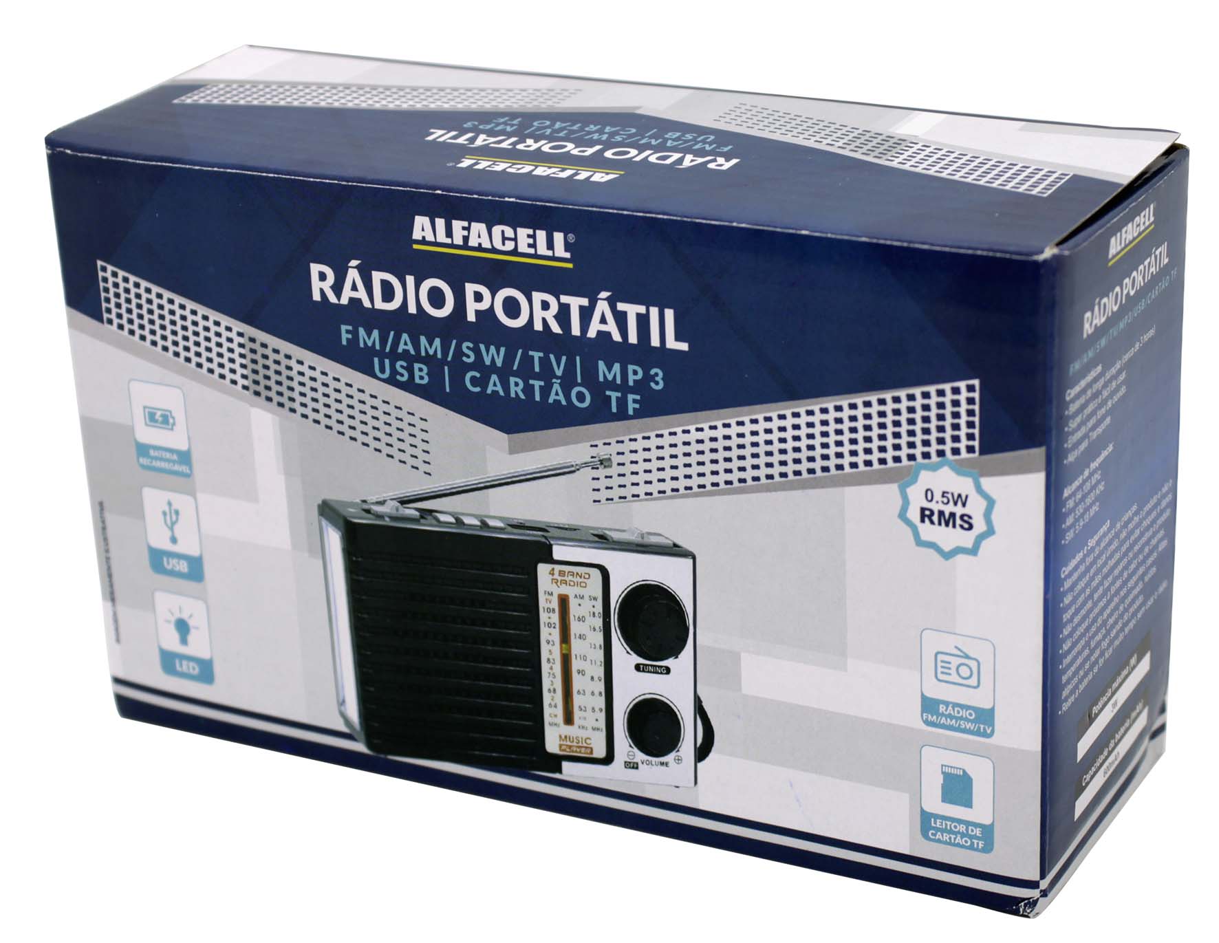 RÁDIO PORTÁTIL POTÊNCIA MÁXIMA: 3W