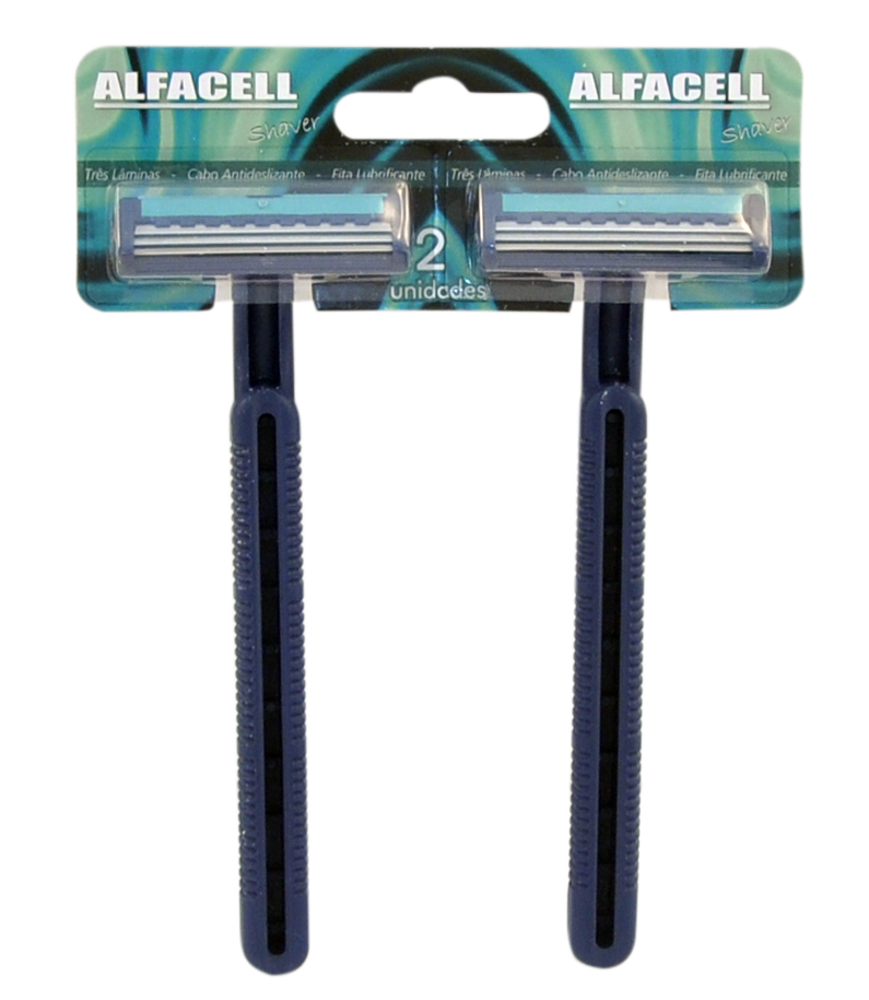 BARBEADOR DESCARTÁVEL 3 LÂMINAS EM AÇO INOX – CARTELA C/24 (SUPERFÍCIES FLEXÍVEIS)