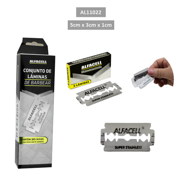 CONJUNTO DE LÂMINAS DE BARBEAR (TUBO COM 20 CAIXAS, CADA CAIXA COM 5 UNIDADES)