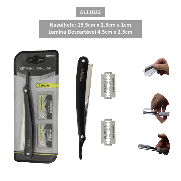 KIT PARA BARBEAR (1 NAVALHETE E 2 LÂMINAS DESCARTÁVEIS)