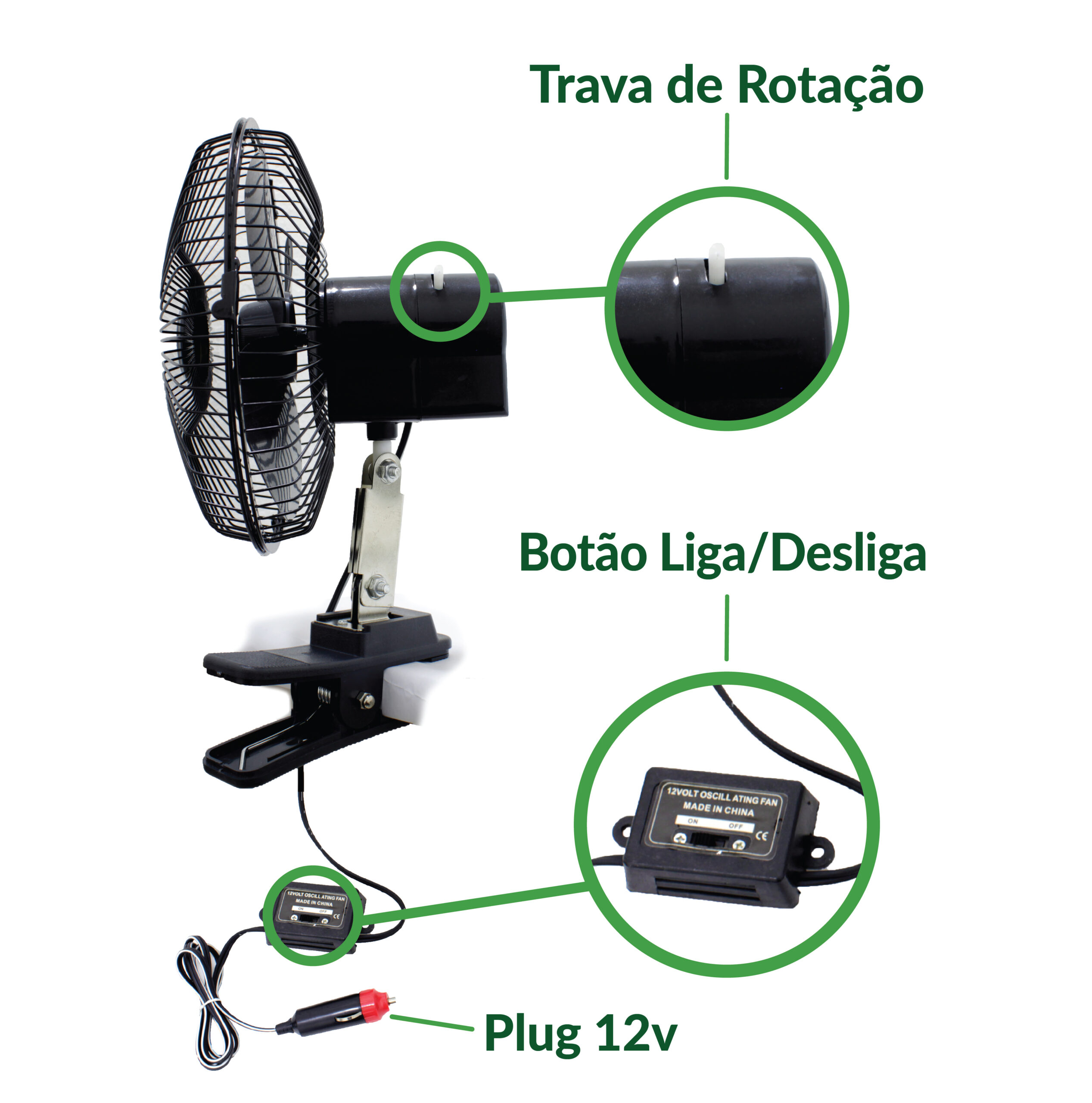 MINI VENTILADOR PORTÁTIL PARA CARROS COM PREGADOR