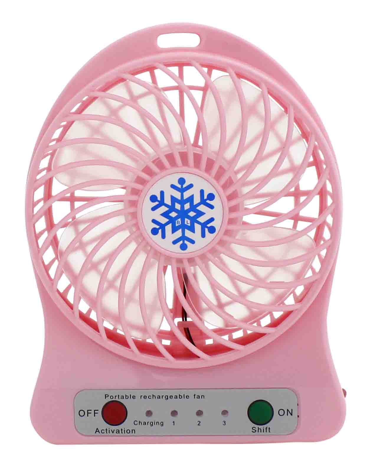 MINI VENTILADOR DE MESA RECARREGÁVEL COM CABO USB, 3 VELOCIDADES