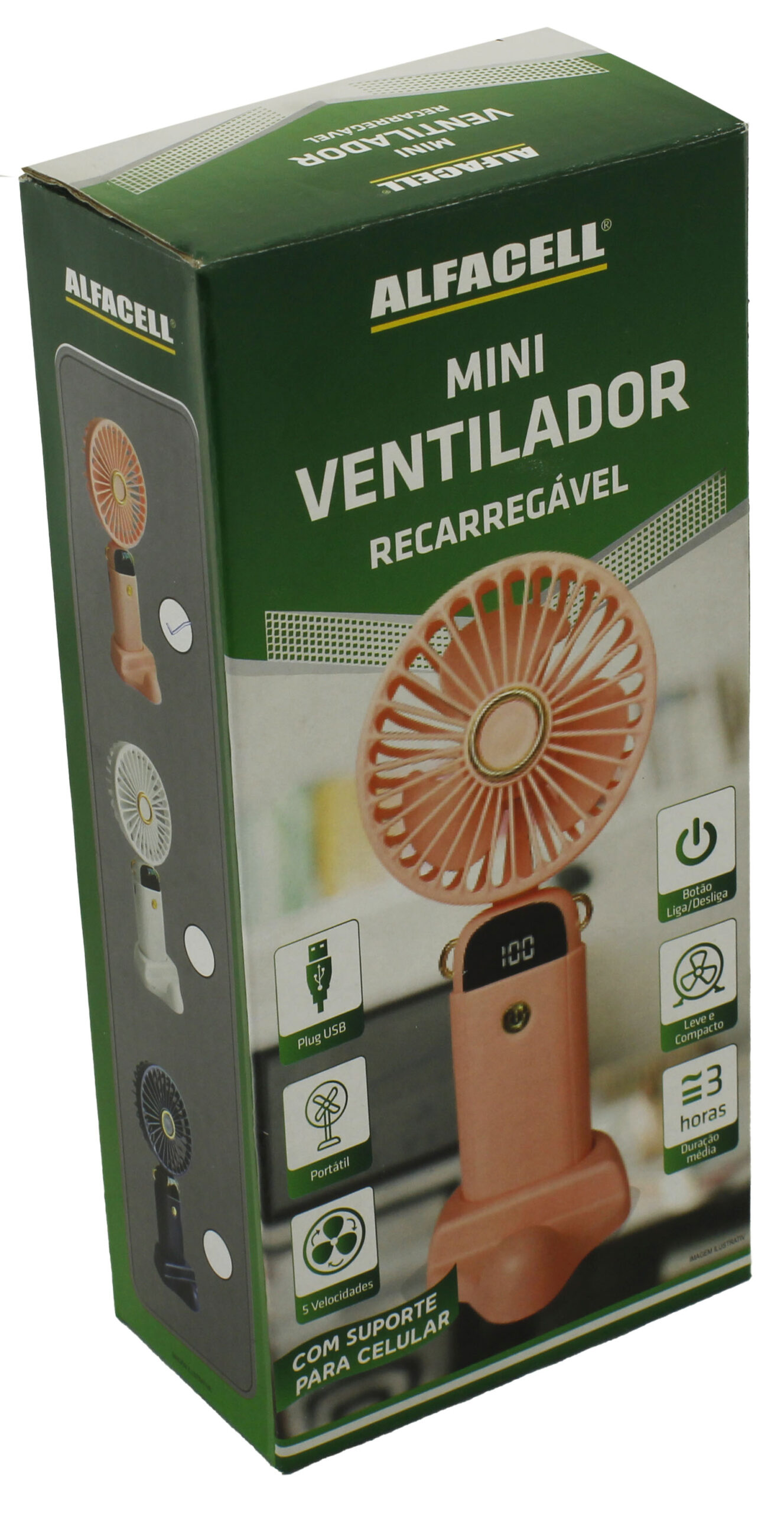 MINI VENTILADOR RECARREGÁVEL E PORTÁTIL, COM ALÇA, COM CABO USB (INCLUSO)