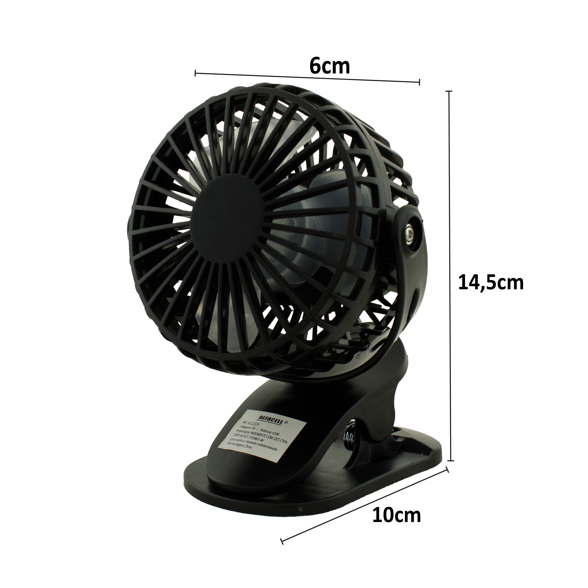 MINI VENTILADOR RECARREGÁVEL E PORTÁTIL, COM PREGADOR, COM CABO USB (INCLUSO)