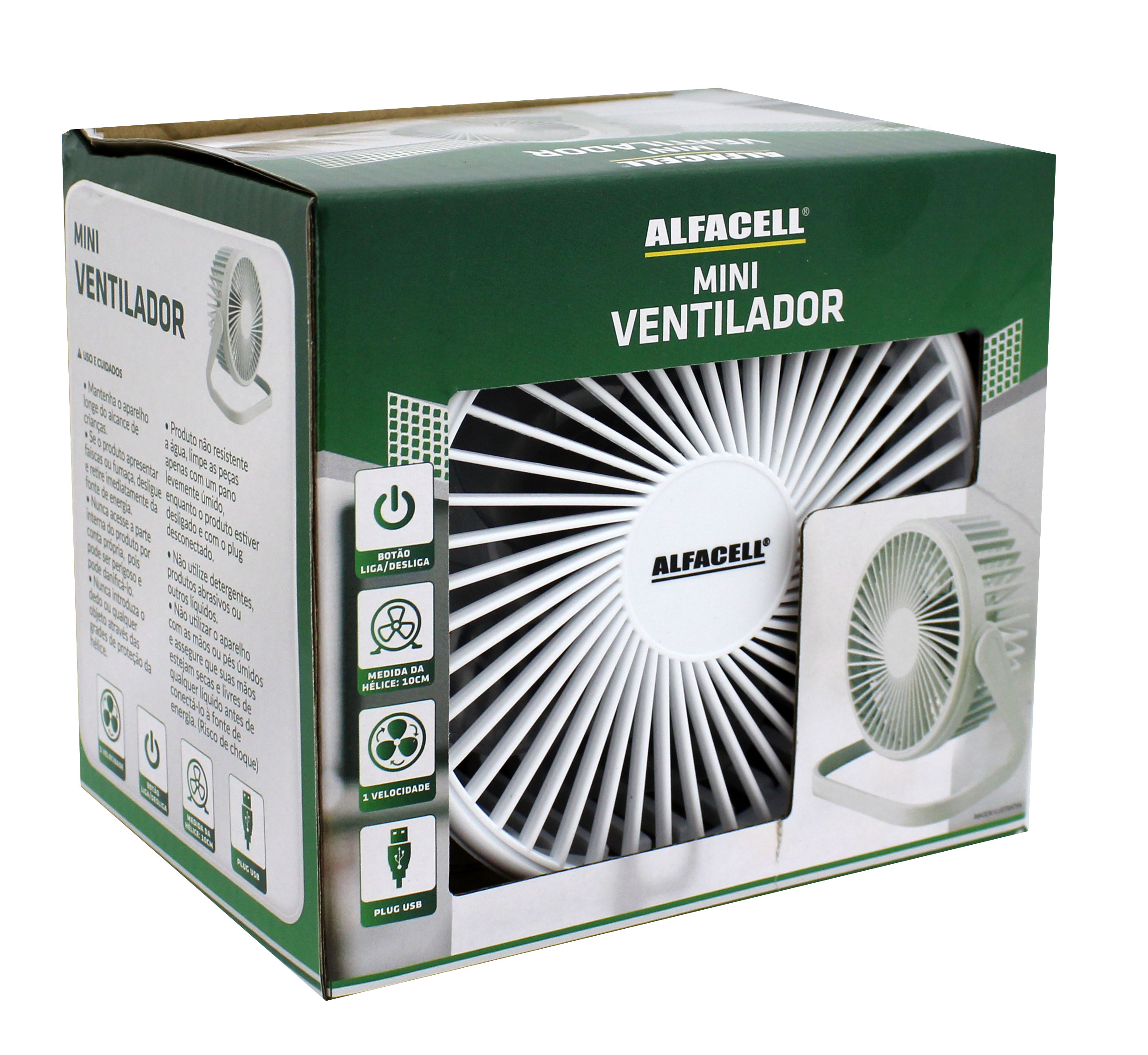 MINI VENTILADOR DE MESA RECARREGÁVEL E PORTÁTIL COM CABO USB (INCLUSO) – 1 VELOCIDADE