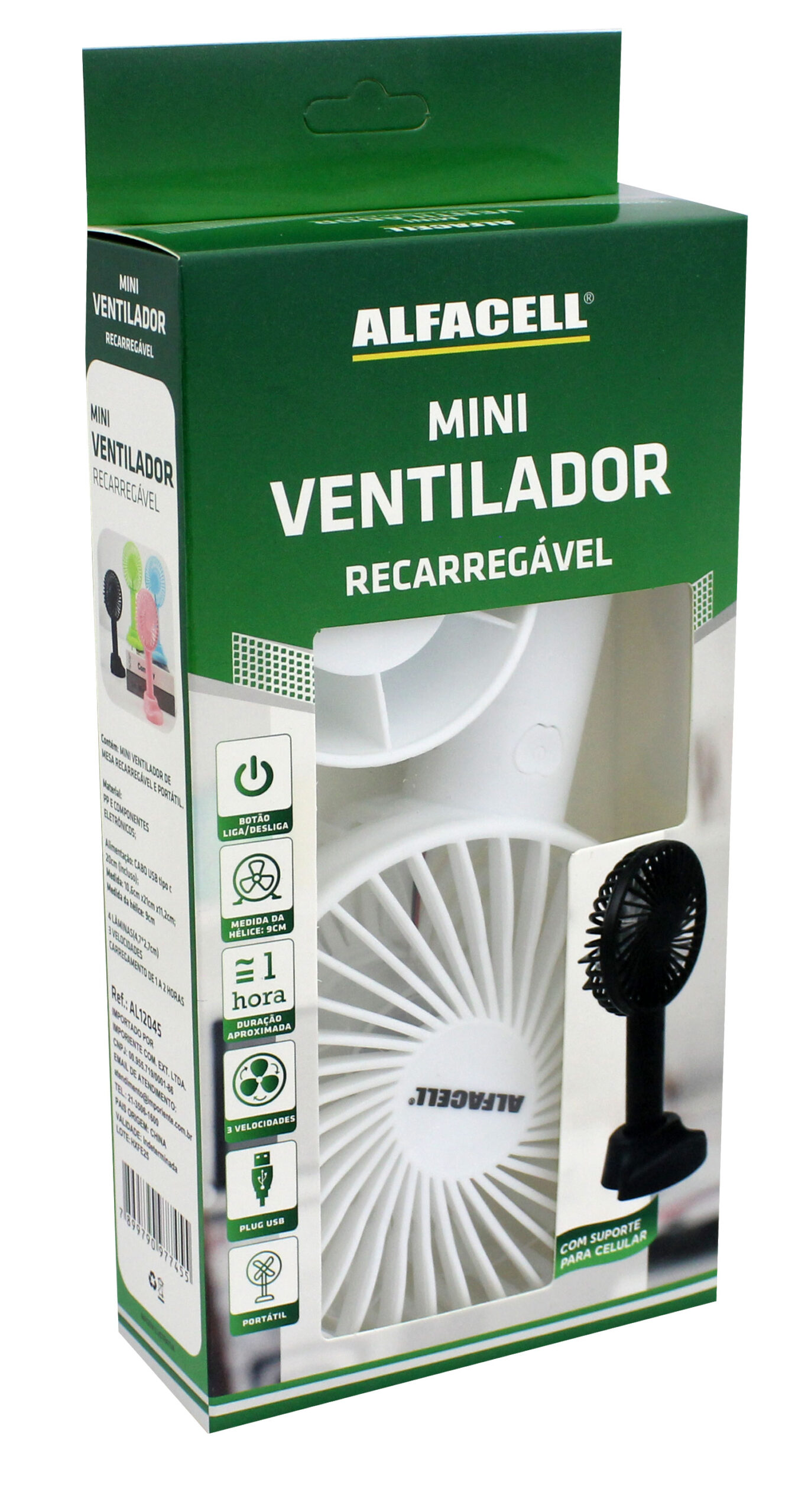 MINI VENTILADOR DE MESA RECARREGÁVEL E PORTÁTIL COM CABO USB (INCLUSO) 3 VELOCIDADES