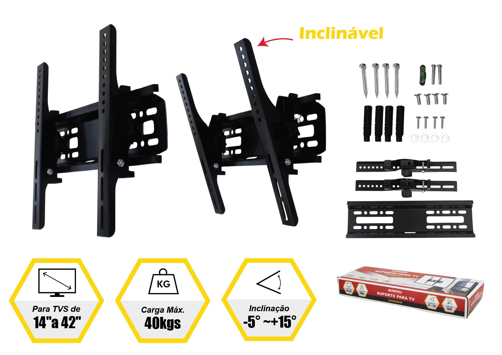 SUPORTE INCLINÁVEL PARA TV (PARA TVS DE 14” A 42”)
