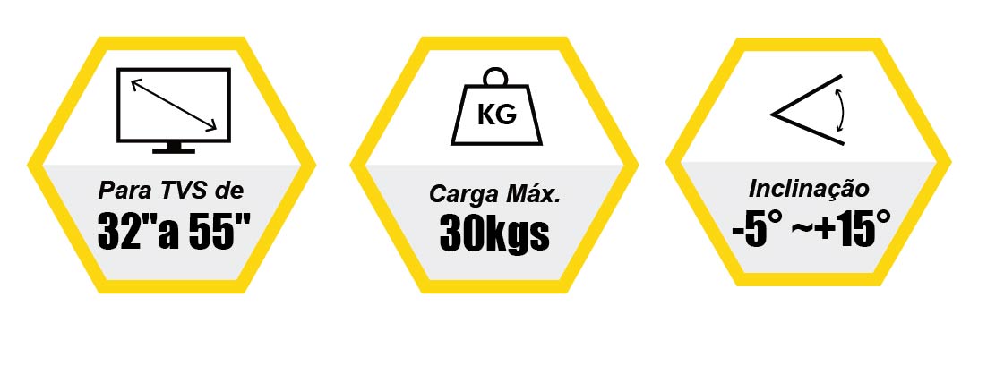 SUPORTE INCLINÁVEL PARA TV (PARA TVS DE 32” A 55”)
