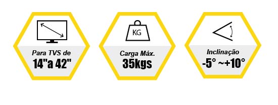 SUPORTE ARTICULADO E INCLINÁVEL PARA TV (PARA TVS DE 14” A 42”)