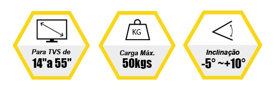 SUPORTE ARTICULADO E INCLINÁVEL PARA TV (PARA TVS DE 14” A 55”)