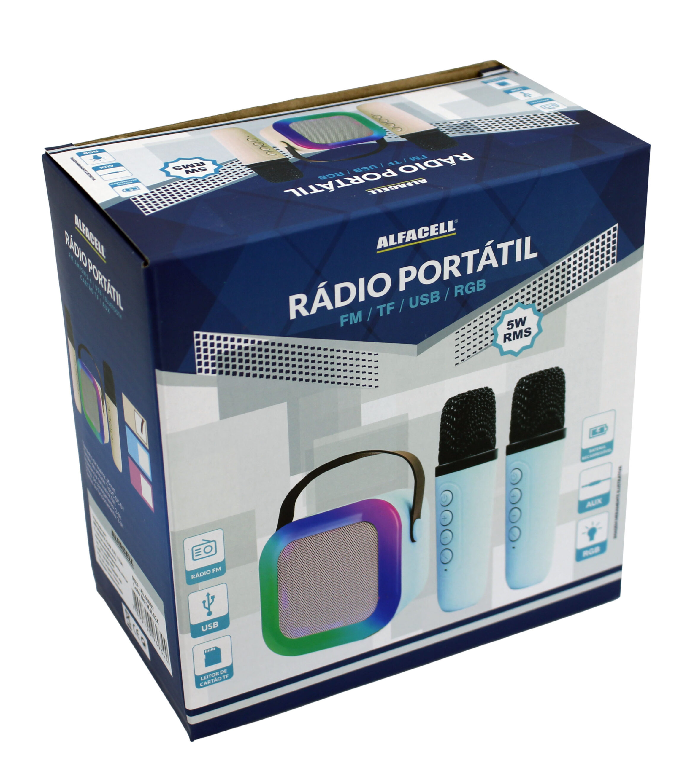 CAIXA DE SOM KARAOKÊ COM 2 MICROFONES POTÊNCIA MÁXIMA: 5W