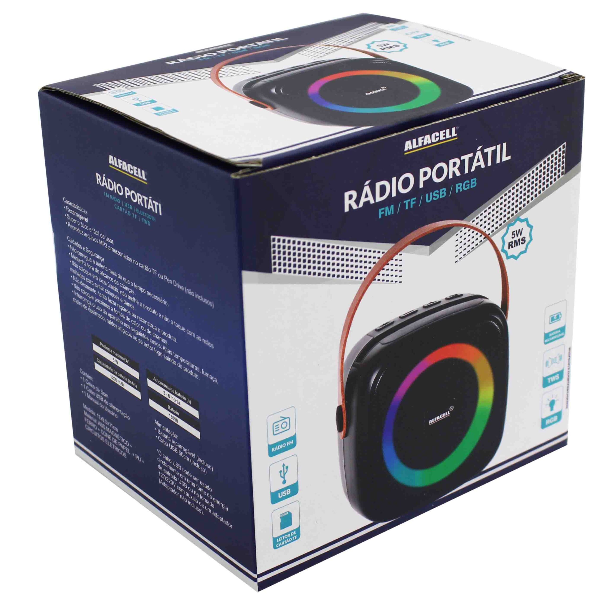 RÁDIO PORTATIL POTÊNCIA MÁXIMA: 5W