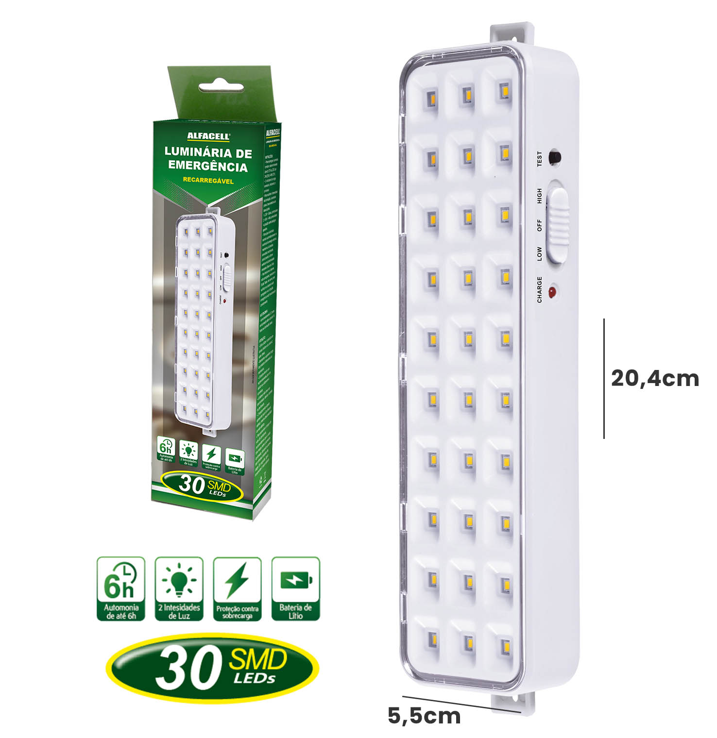 LUMINÁRIA DE EMERGÊNCIA RECARREGÁVEL