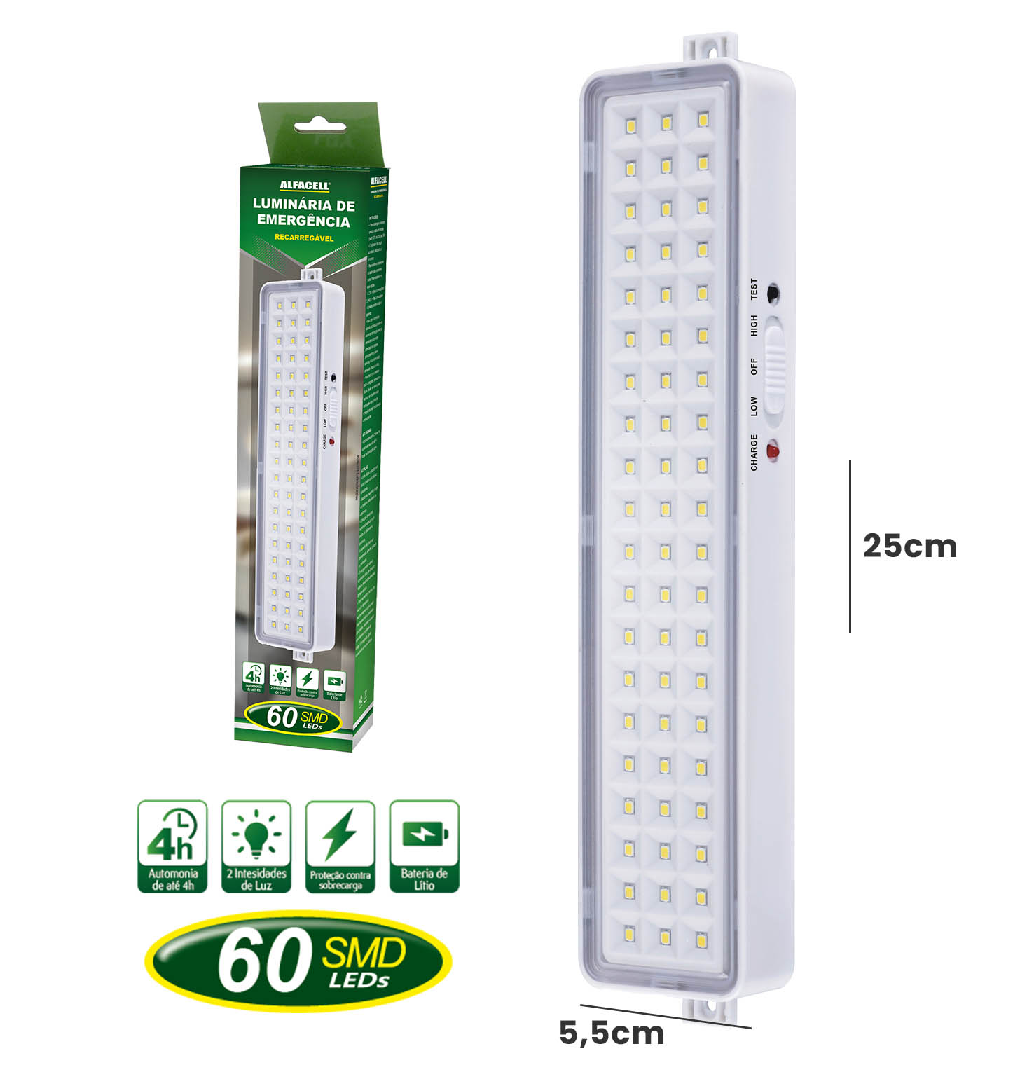LUMINÁRIA DE EMERGÊNCIA RECARREGÁVEL