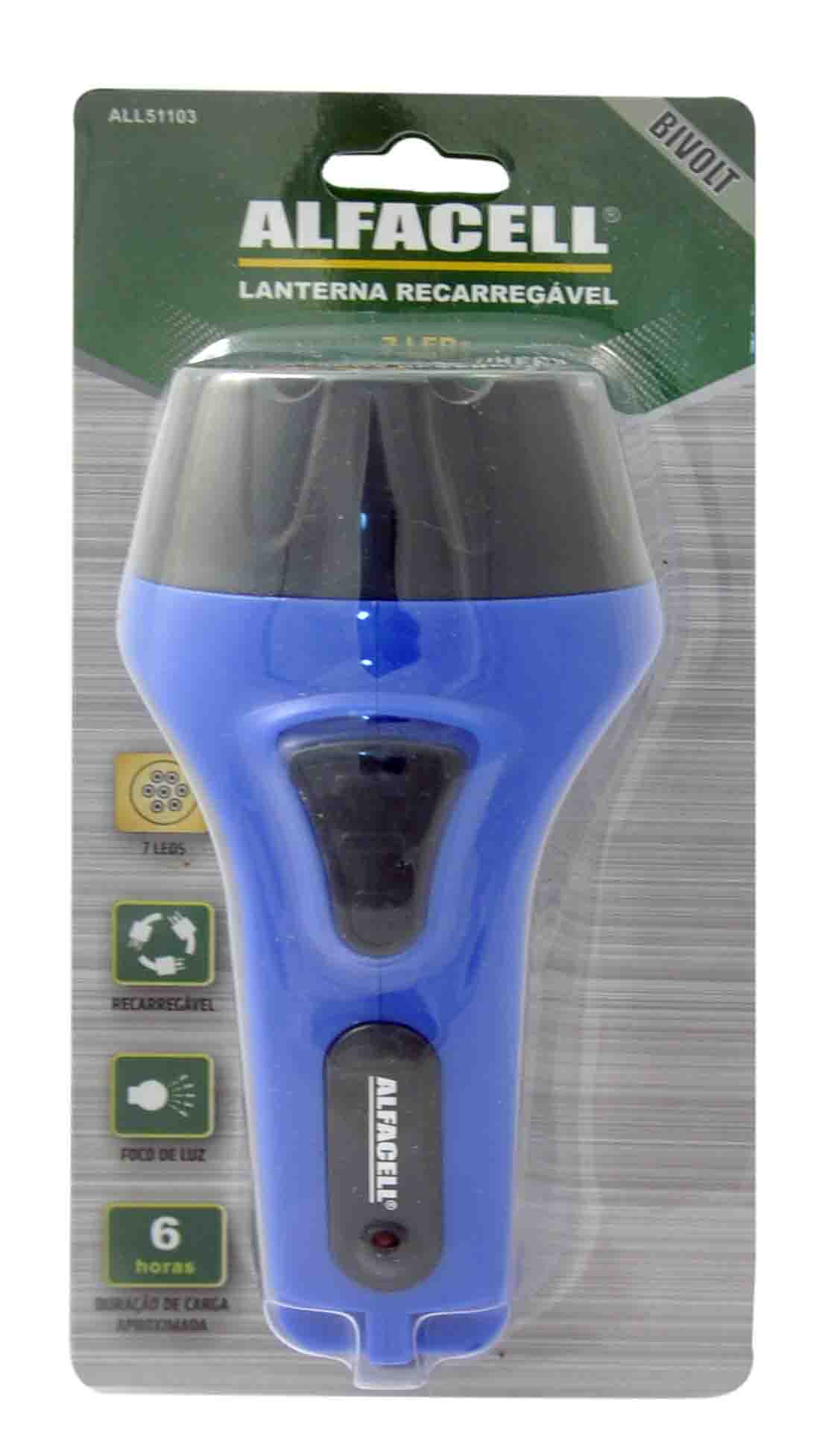 LANTERNA MANUAL 7 LEDS RECARREGÁVEL BIVOLT