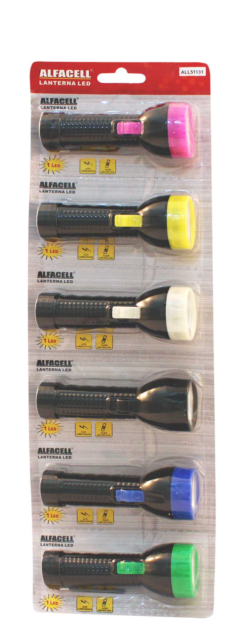 LANTERNA MANUAL COM 1 LED ; A PILHA 1*AA (NÃO INCLUSO)
