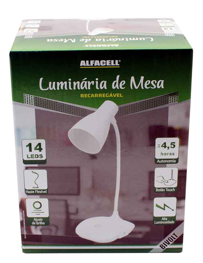 LUMINÁRIA DE MESA RECARREGÁVEL COM CABO USB (GIRA 360°)