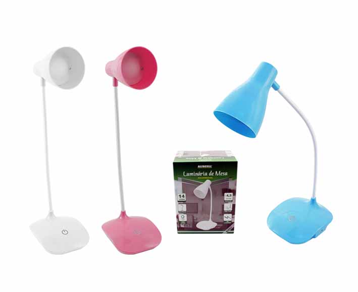 LUMINÁRIA DE MESA RECARREGÁVEL COM CABO USB (GIRA 360°)
