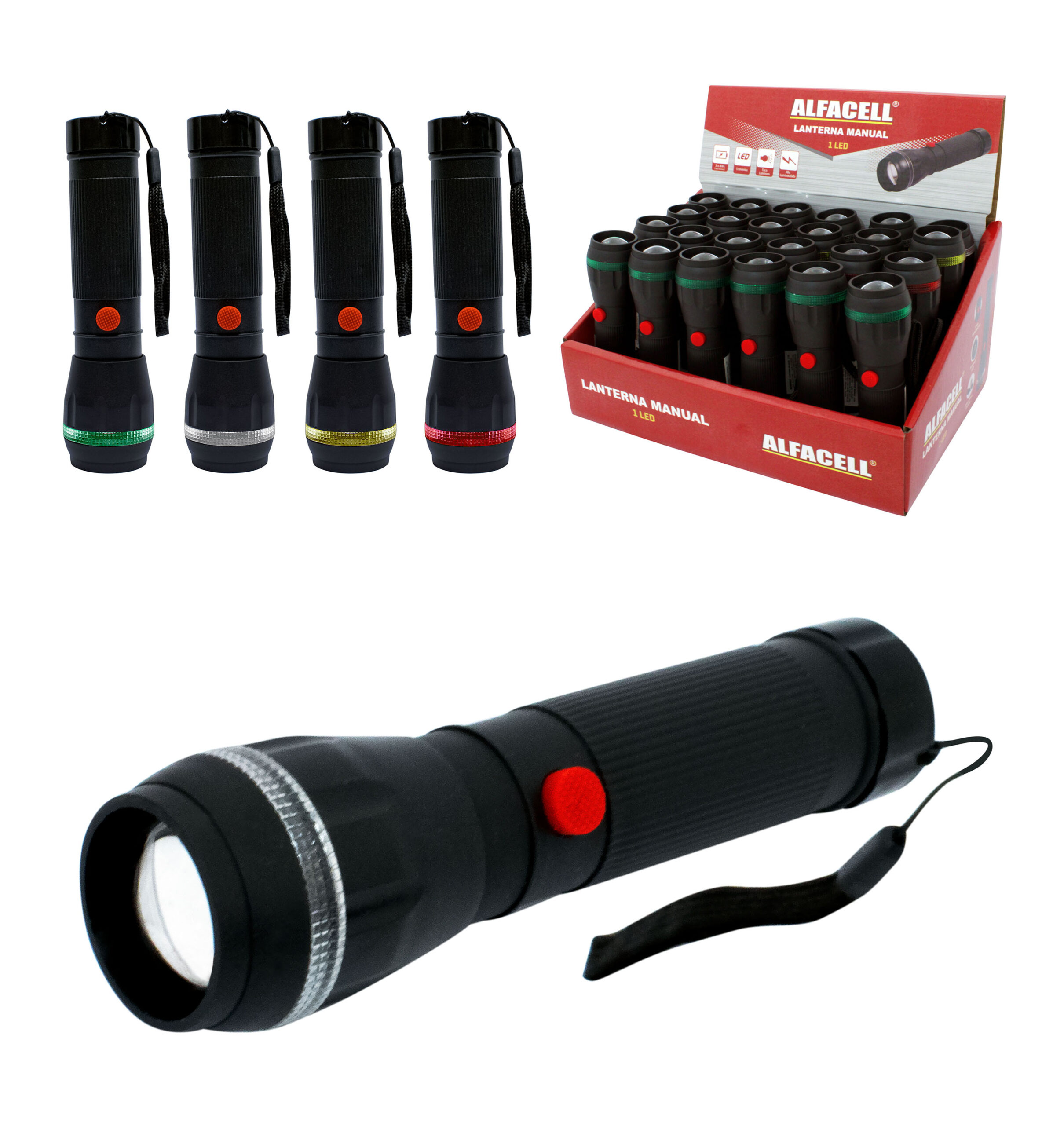 LANTERNA MANUAL 1 LED PILHA 3*AAA (AJUSTE DE FOCO)