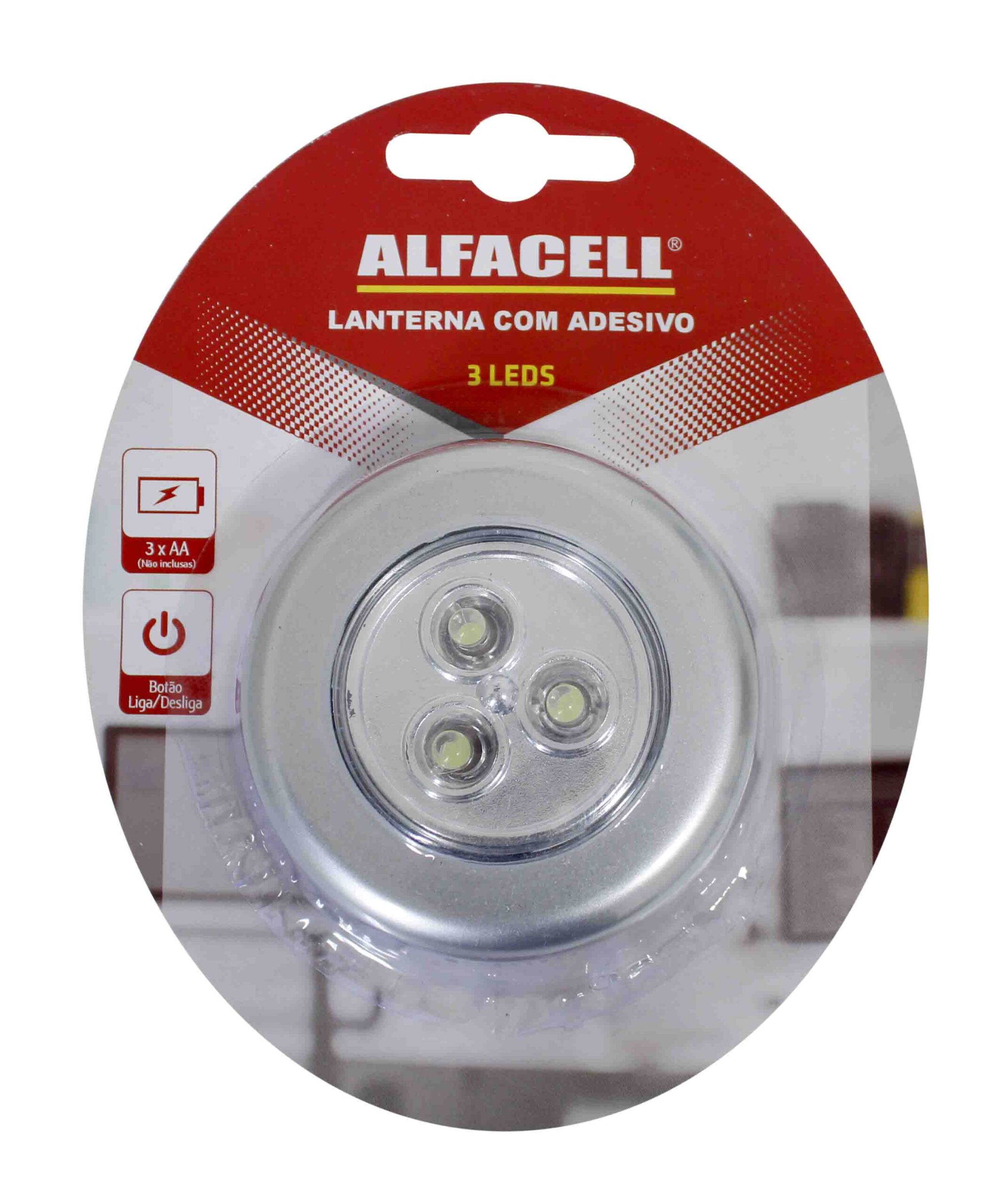 LUMINÁRA COM ADESIVO 3 LEDS PILHA 3XAA (NÃO INCLUSAS)