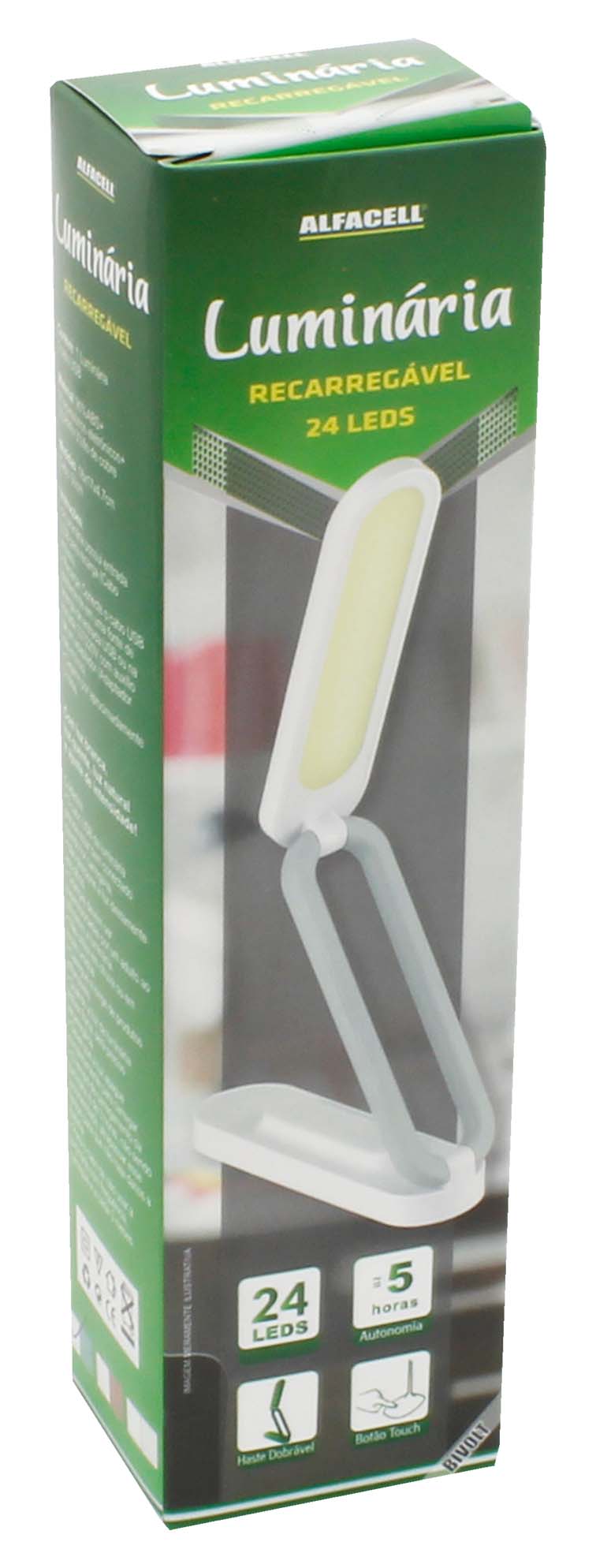 LUMINÁRIA RECARREGÁVEL 24 LEDS 5W, COM CABO USB (INCLUSO)