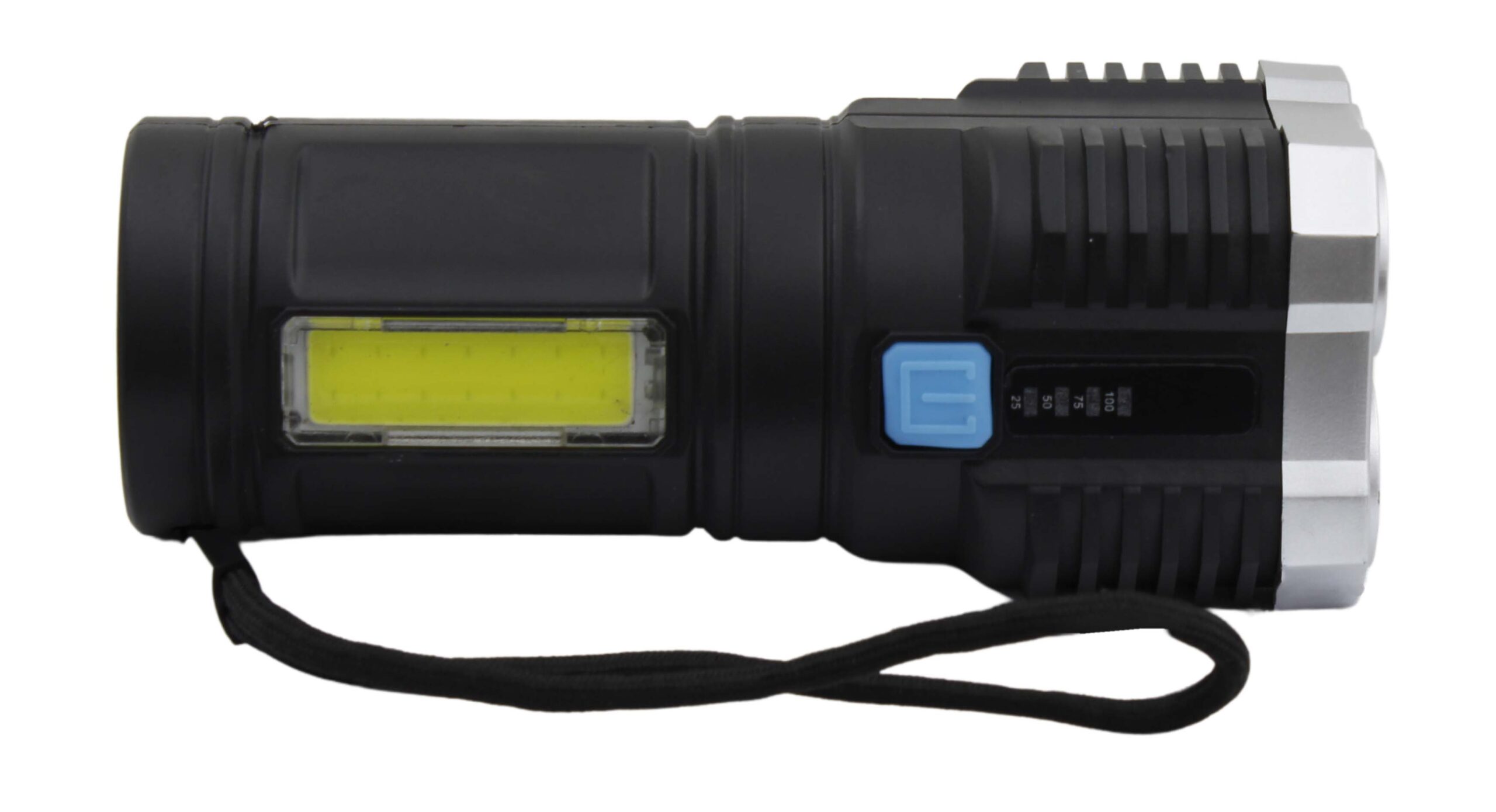 LANTERNA RECARREGÁVEL 4LEDS + 14COB/IP13 3W COM CABO USB (INCLUSO) / (2 FONTES DE LUZ)