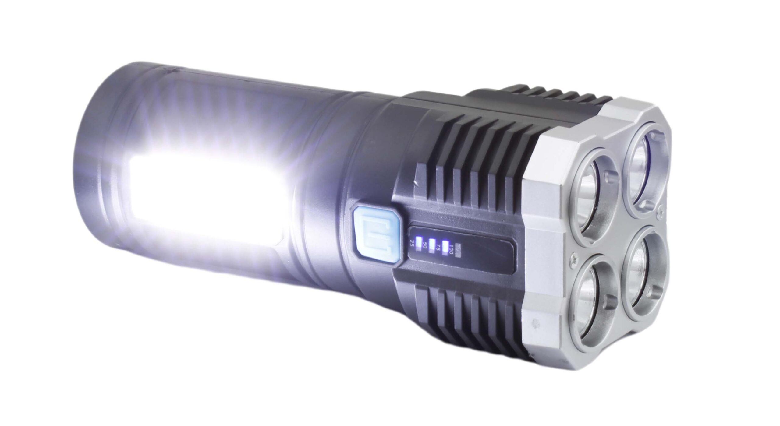 LANTERNA RECARREGÁVEL 4LEDS + 14COB/IP13 3W COM CABO USB (INCLUSO) / (2 FONTES DE LUZ)