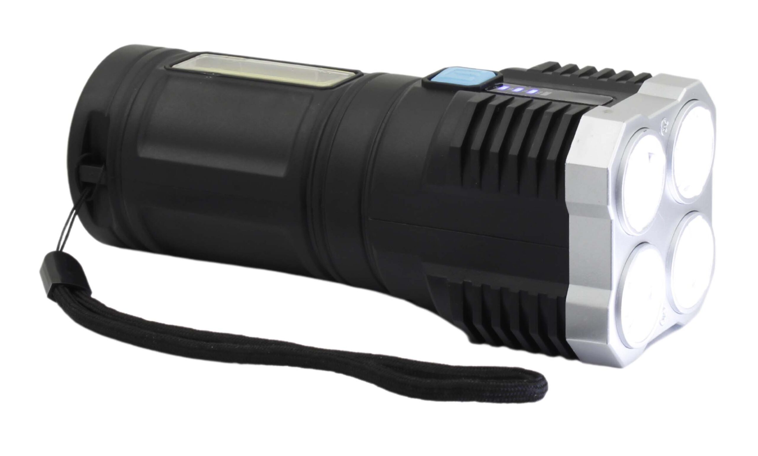 LANTERNA RECARREGÁVEL 4LEDS + 14COB/IP13 3W COM CABO USB (INCLUSO) / (2 FONTES DE LUZ)