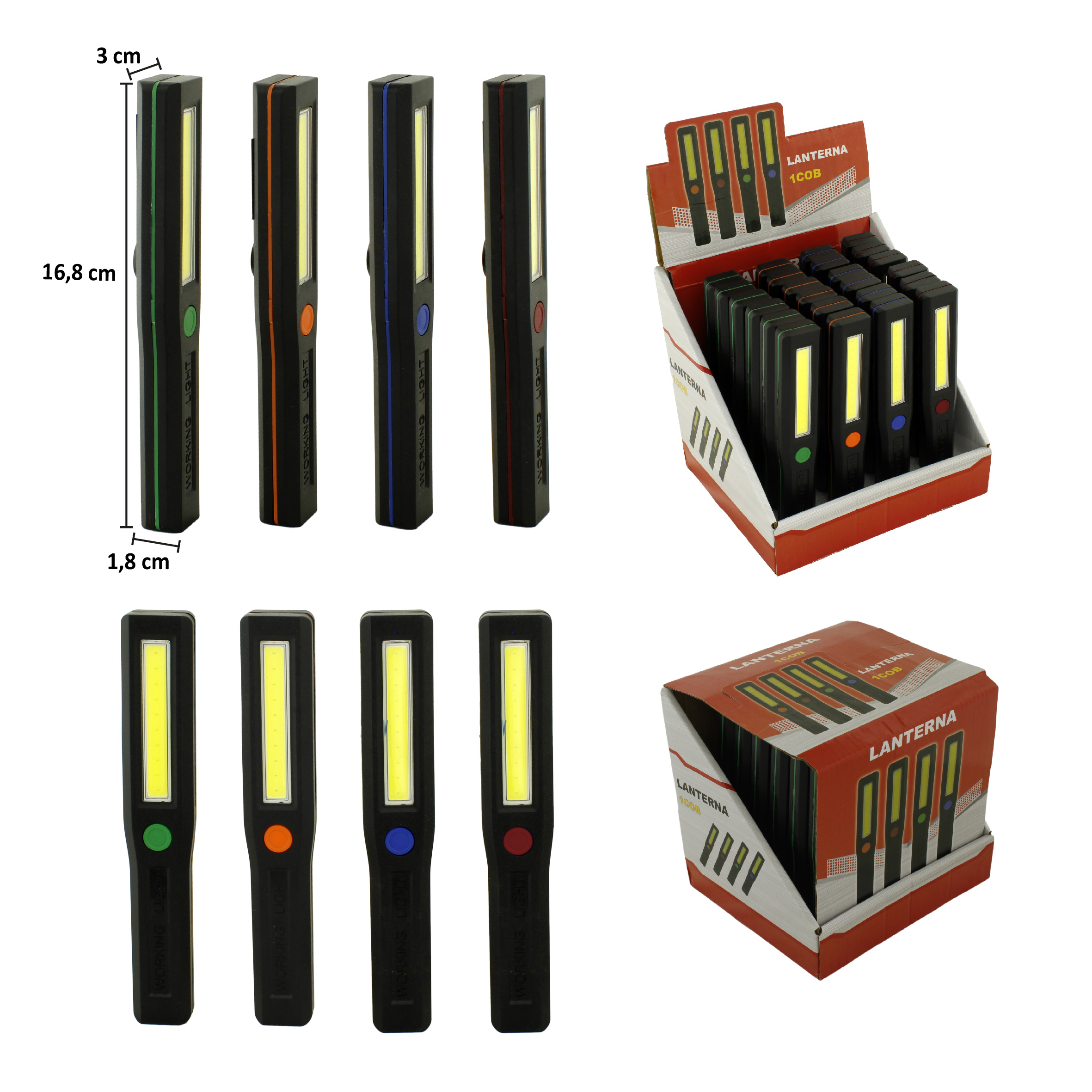 LANTERNA, 1 COB 3W, A PILHA 3*AAA (NÃO INCLUSAS) – (1 FONTE DE LUZ)