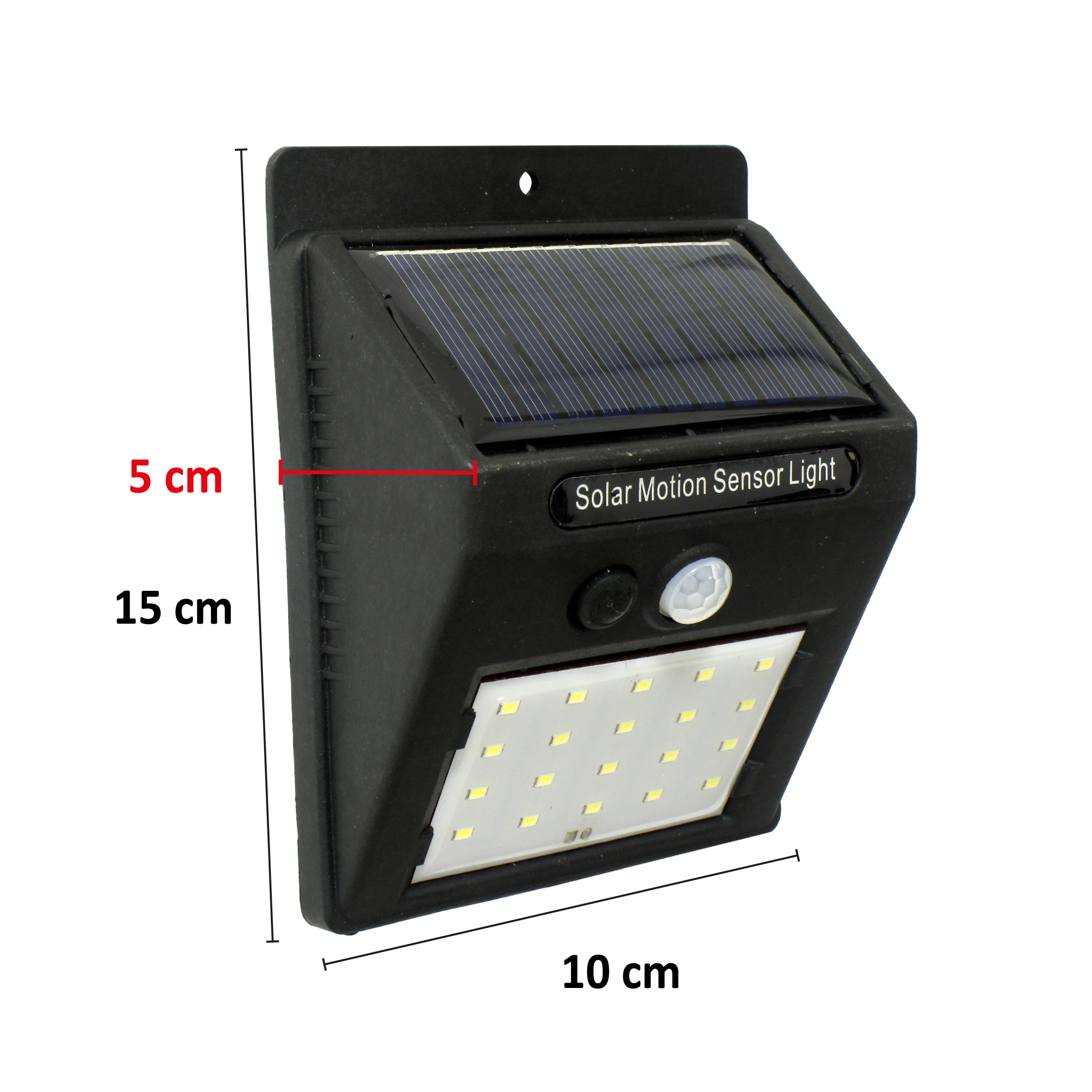 LUMINÁRIA SOLAR COM SENSOR DE PRESENÇA, 20 LEDS 3W IP44,