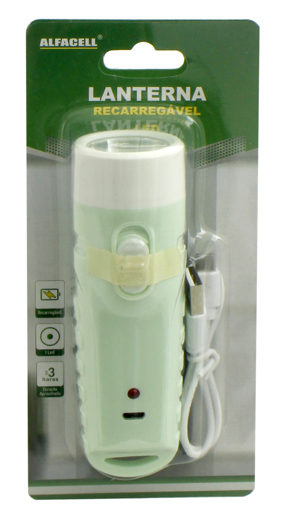 LANTERNA RECARREGÁVEL 1 LED 1W COM CABO USB (INCLUSO)