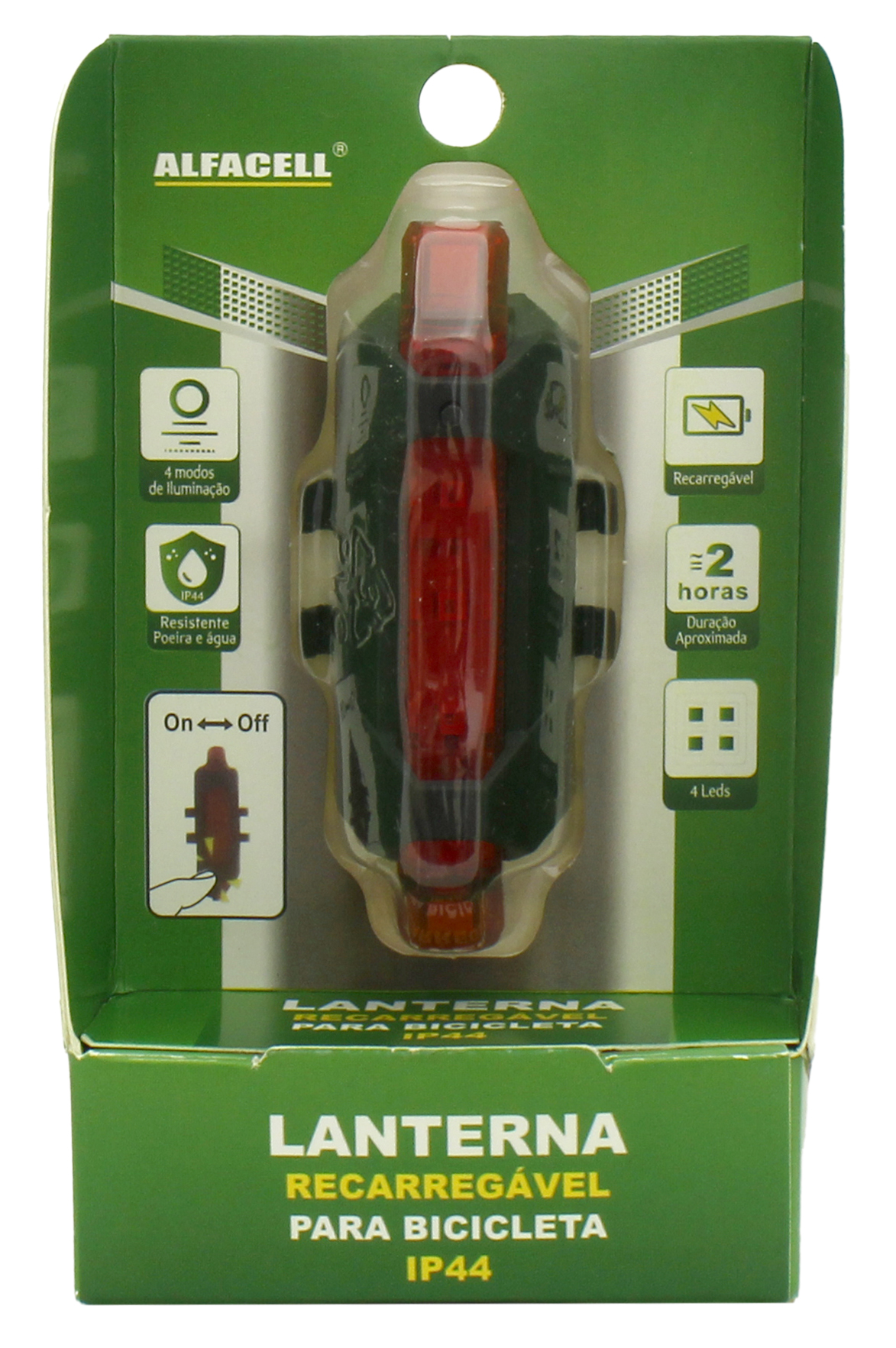 LANTERNA TRASEIRA PARA BICICLETA 4 LEDS 1W IP44 COM CABO USB (INCLUSO)
