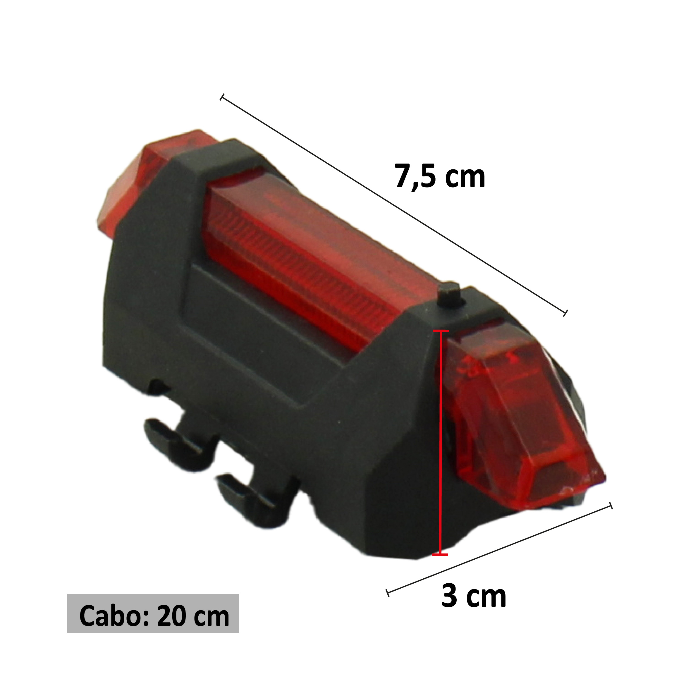 LANTERNA TRASEIRA PARA BICICLETA 4 LEDS 1W IP44 COM CABO USB (INCLUSO)