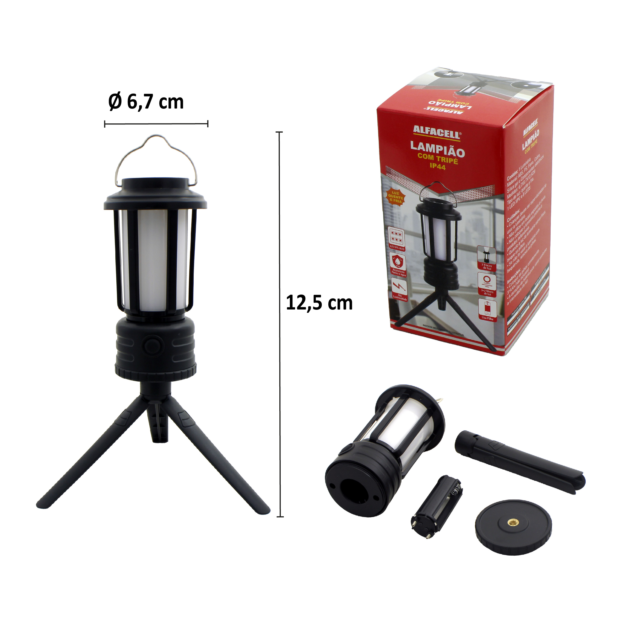LAMPIÃO COM TRIPÉ 1 LED XPE E 8