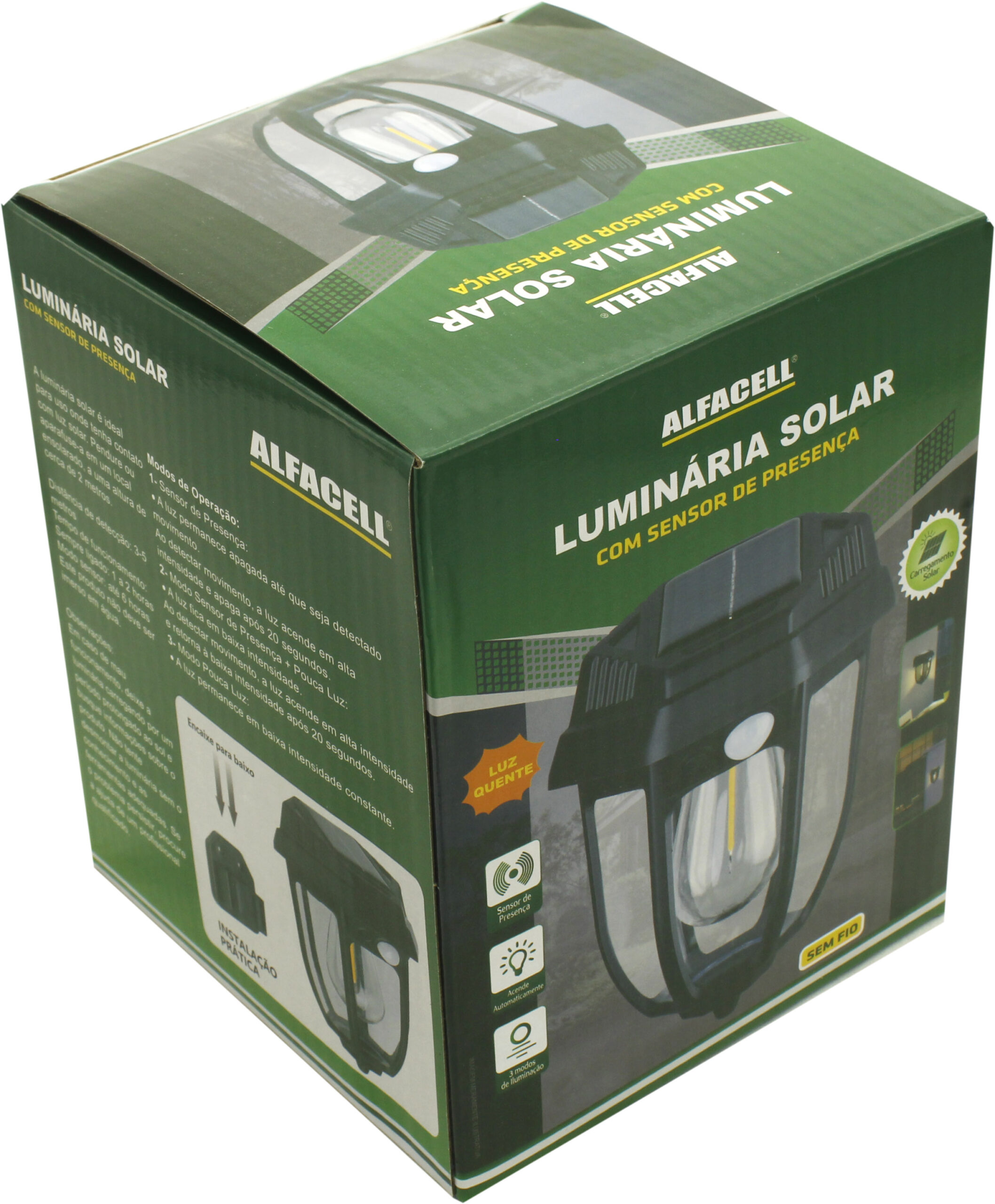 LUMINÁRIA SOLAR DE TUNGSTÊNIO, COM SENSOR DE PRESENÇA 3W,