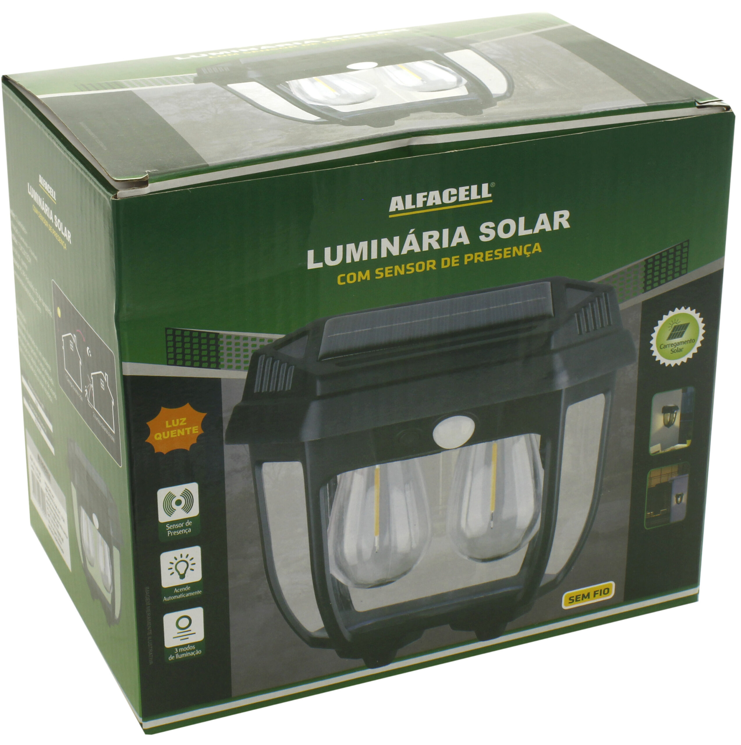 LUMINÁRIA SOLAR DE TUNGSTÊNIO, COM SENSOR DE PRESENÇA 6W,