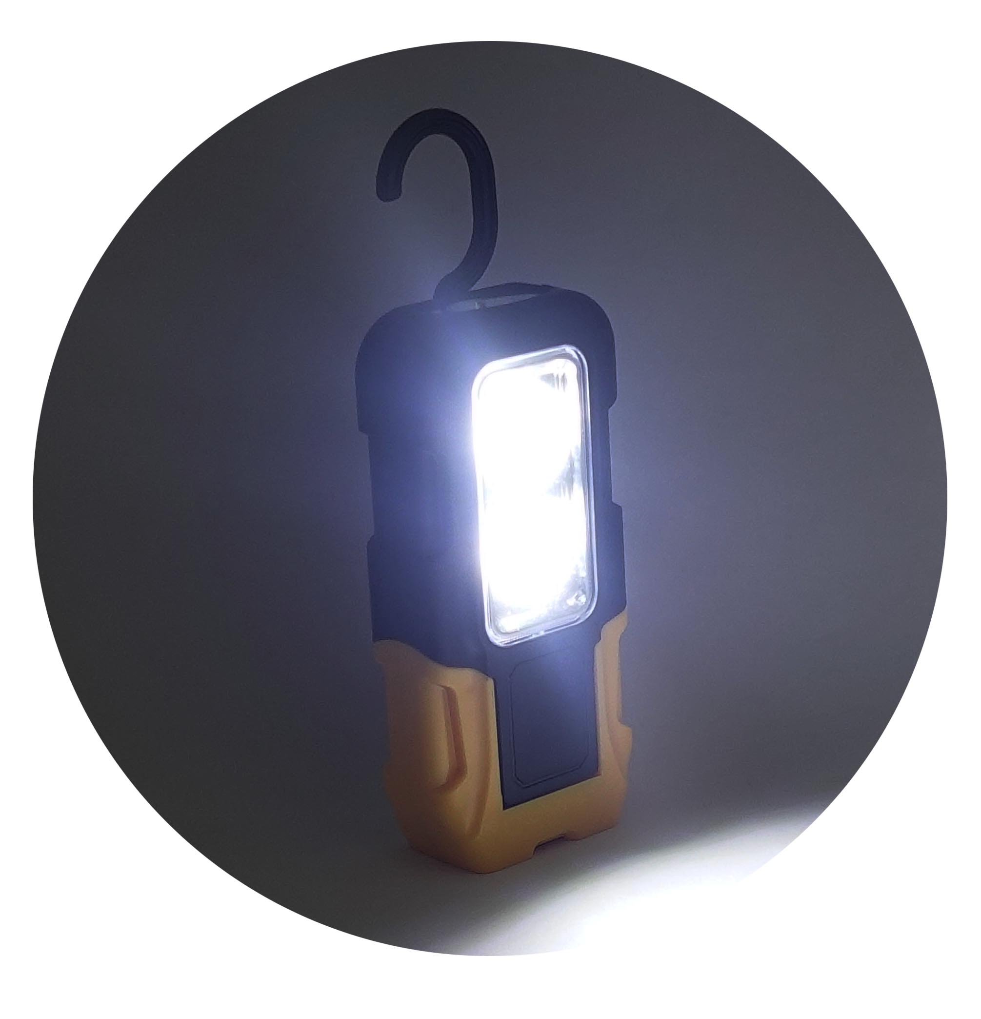 LANTERNA, 1LED E 2COB, 3W, A PILHA 3XAAA (NÃO INCLUSO)