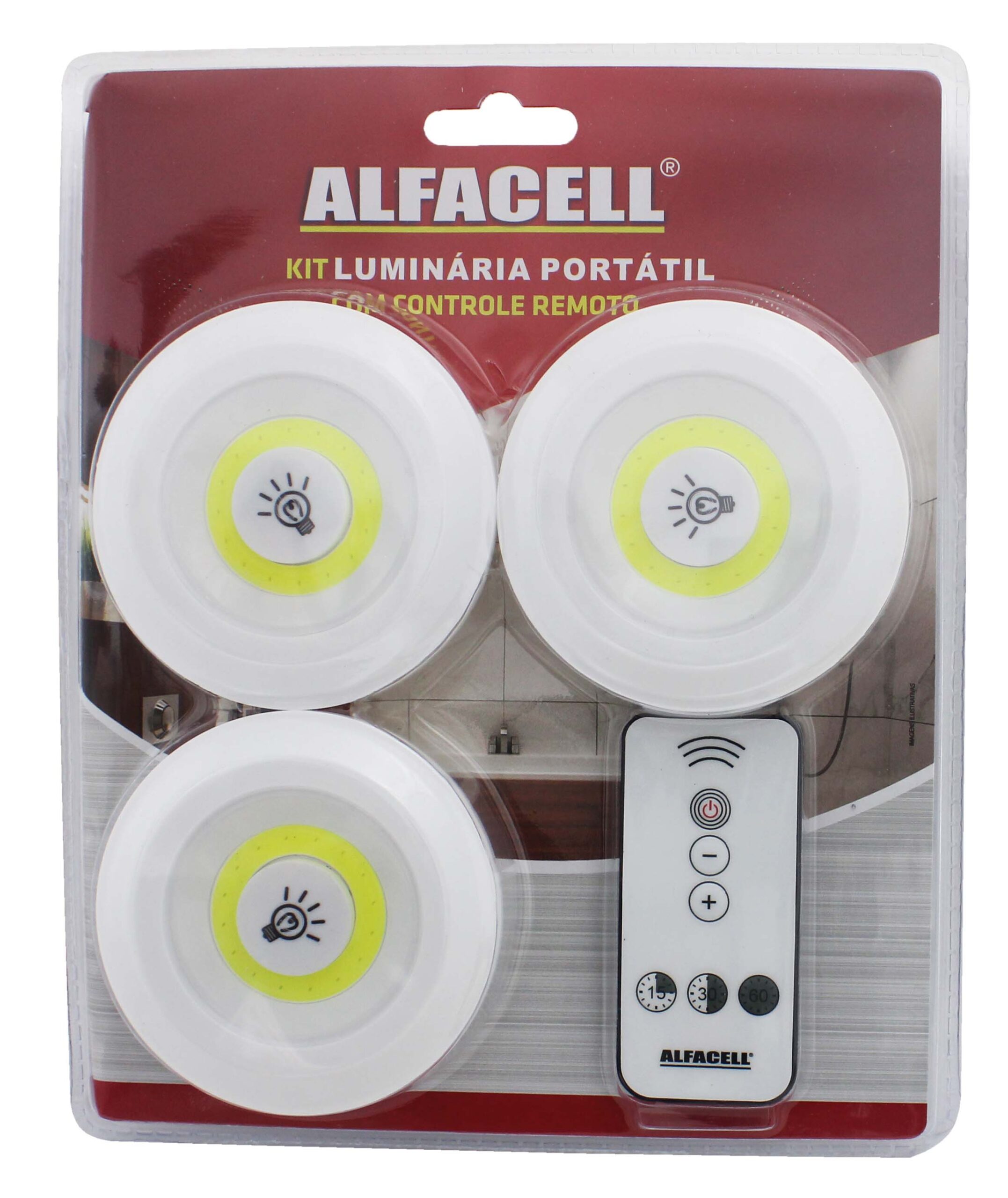 KIT LUMINÁRIA PORTÁTIL (3 PEÇAS) + CONTROLE REMOTO