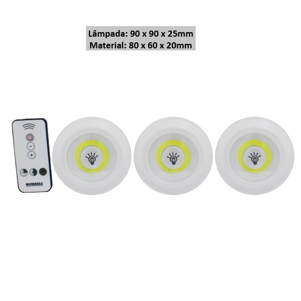 KIT LUMINÁRIA PORTÁTIL (3 PEÇAS) + CONTROLE REMOTO