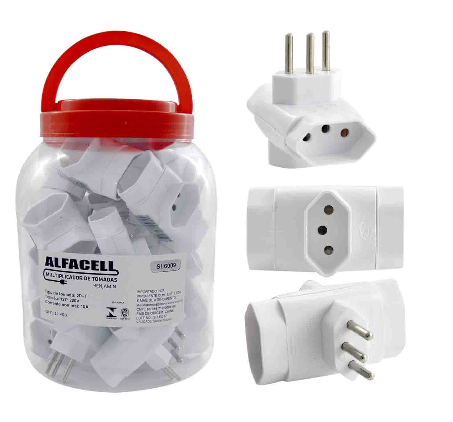 ADAPTADOR DE TOMADA MÚLTIPLO 3 SAÍDAS 2P+T