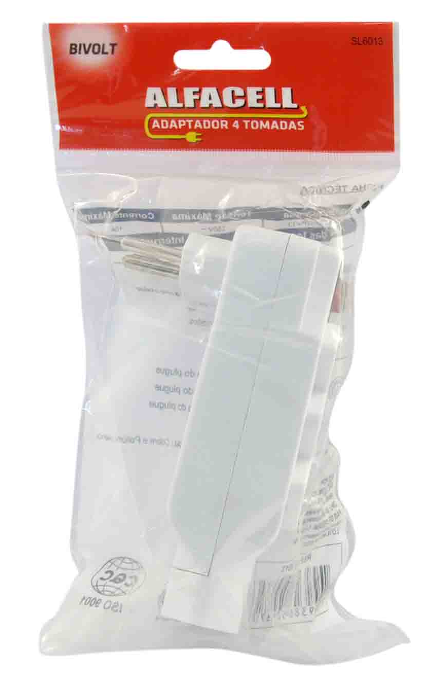 ADAPTADOR DE TOMADA MÚLTIPLO 4 SAÍDAS 2P+T C/ CHAVE DISJUNTORA