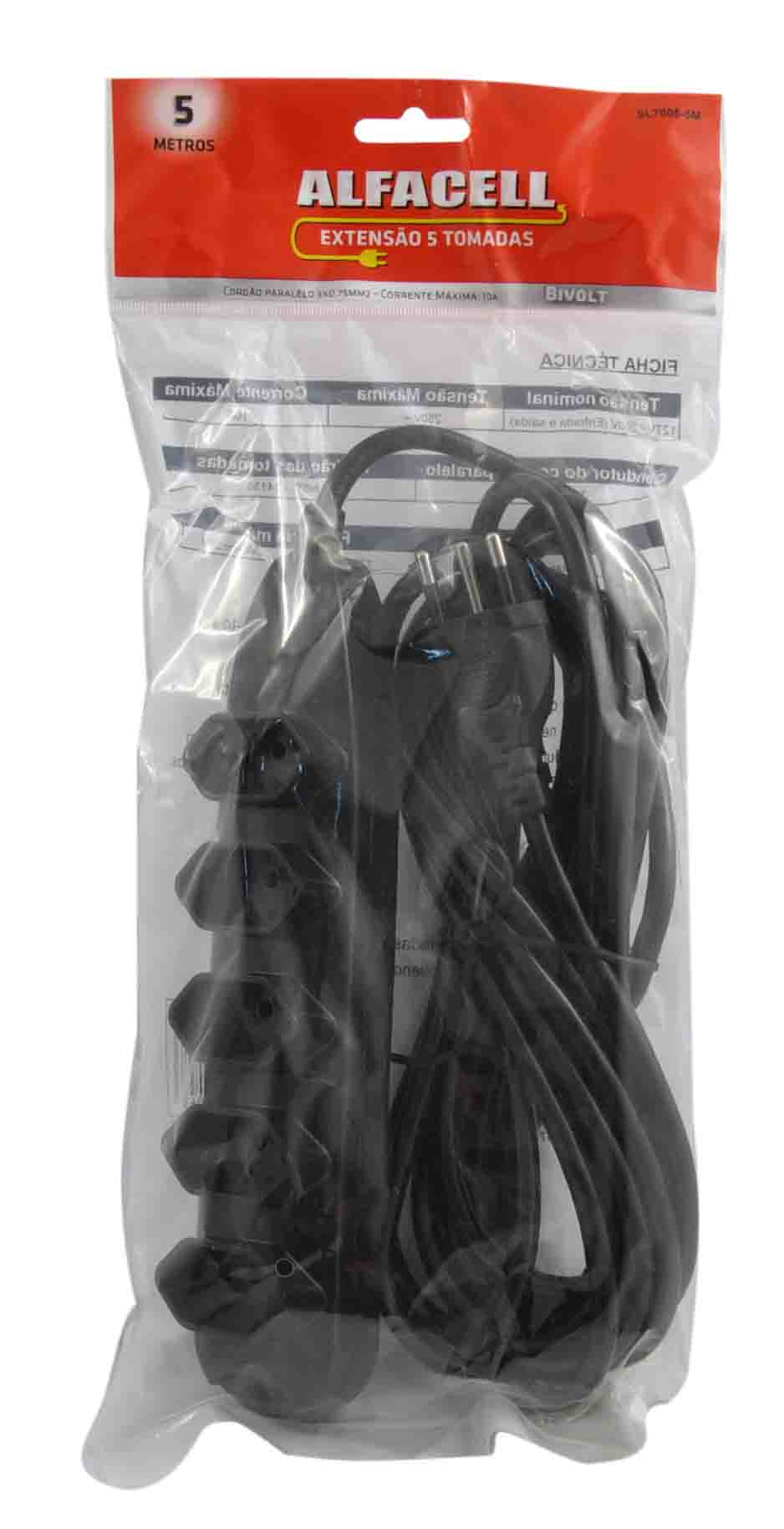 EXTENSÃO DE 5 TOMADAS 5M 3 PLUGS