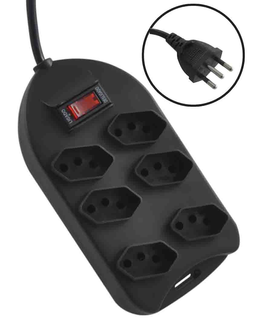 EXTENSÃO 6 TOMADAS 1,5M 3 PLUGS C/ INTERRUPTOR LIGA/DESLIGA