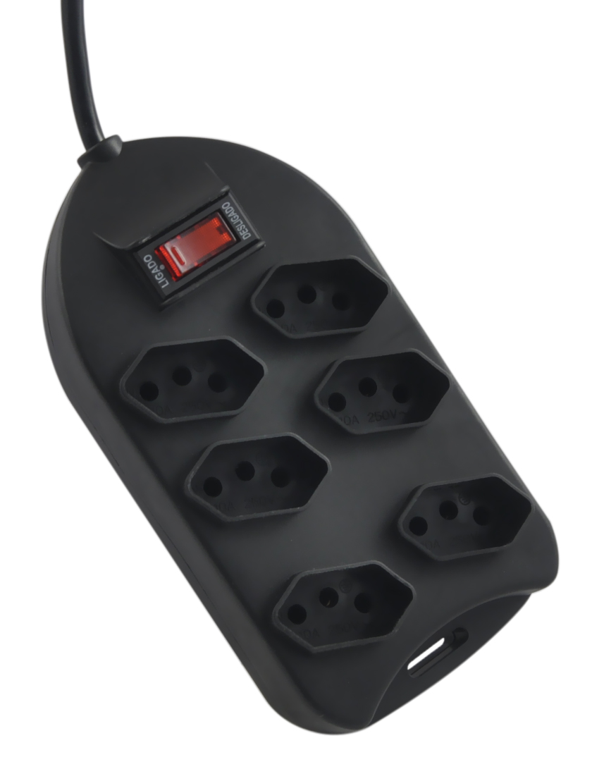 EXTENSÃO 6 TOMADAS 1,5M 3 PLUGS C/ INTERRUPTOR LIGA/DESLIGA